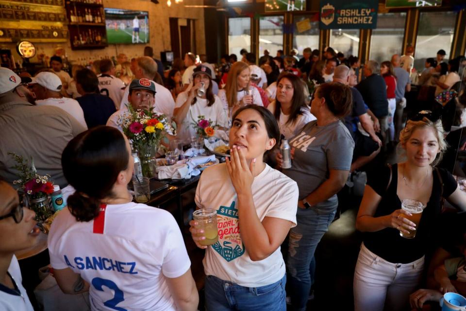 Jordan Partida, 31, at a World Cup viewing party for Ashley Sanchez.