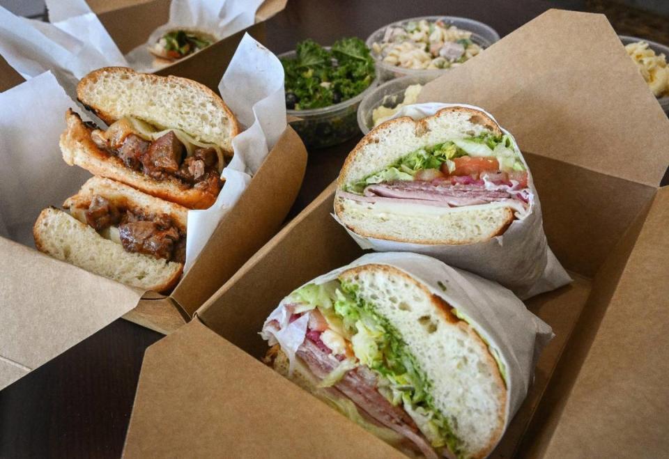 A barbecue tri-tip and provolone sandwich, Italian sandwich with four kinds of meat, and sides like mac and cheese, pasta and kale salad are on the menu at the Grazing Table Deli in northeast Fresno .