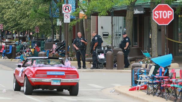 PHOTO: Belongings are shown left behind at the scene of a mass shooting along the route of a Fourth of July parade on July 4, 2022, in Highland Park, Illinois.  (Mark Borenstein/Getty Images)