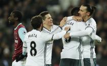 <p>Britain Football Soccer – West Ham United v Manchester United – Premier League – London Stadium – 2/1/17 Manchester United’s Zlatan Ibrahimovic celebrates scoring their second goal with team mates as West Ham United’s Pedro Obiang (L) looks dejected Action Images via Reuters / John Sibley Livepic EDITORIAL USE ONLY. No use with unauthorized audio, video, data, fixture lists, club/league logos or “live” services. Online in-match use limited to 45 images, no video emulation. No use in betting, games or single club/league/player publications. Please contact your account representative for further details. </p>