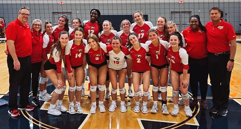 The Cardinal Mooney volleyball team defeated defending Class 3A state champion Calvary Christian, 3-1, in the regional semifinals Friday in Clearwater to advance to the regional final Tuesday at Clearwater Central Catholic.