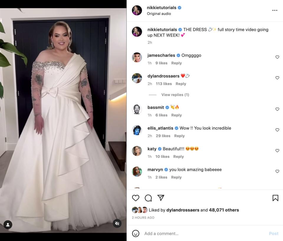 NikkieTutorials in her wedding dress, as seen on her Instagram.