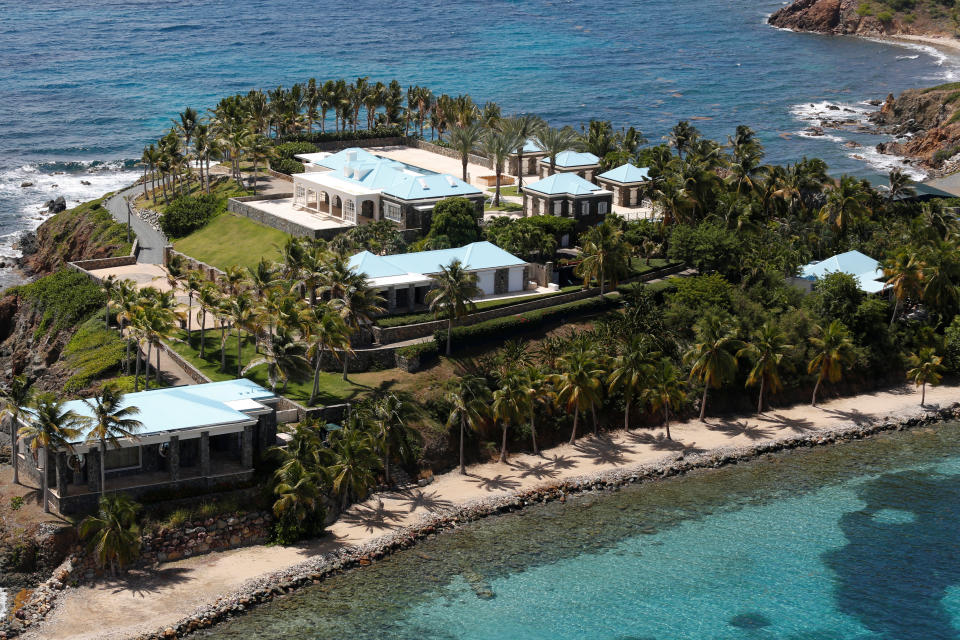 Facilities at Little St. James Island, one of the properties of financier Jeffrey Epstein, are seen in an aerial view, near Charlotte Amalie, St. Thomas, U.S. Virgin Islands July 21, 2019. REUTERS/Marco Bello