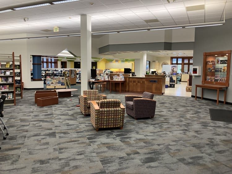 New furniture was being put into place Friday, March 8, 2024 (photo by Jonathan Turner).