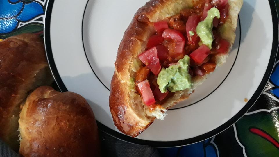 A soft and sturdy bun is key to a great Sonoran hot dog.