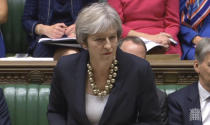In this image taken from Parliament TV, Britain's Prime Minister Theresa May makes a statement to the House of Commons about the European Council summit, in London, Monday Oct. 22, 2018. May faces dissent from political opponents and from within her own ruling Conservative Party over her blueprint for the Brexit separation and future relations with the EU. (Parliament TV via AP)