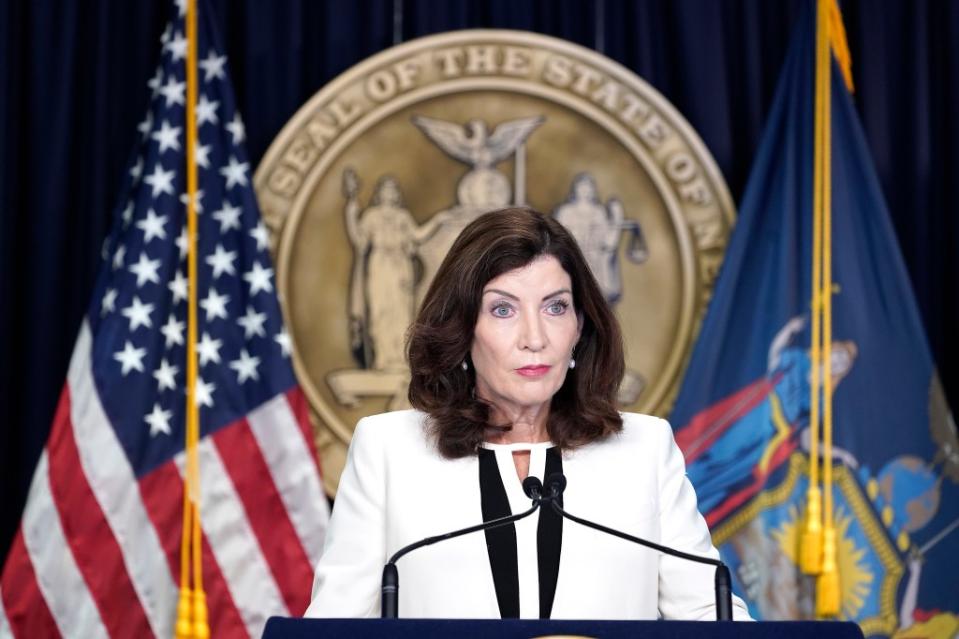 Gov. Kathy Hochul faces stiff resistance from the legislature on some of her more controversial proposals including funding cuts for education and Medicaid programs. Getty Images