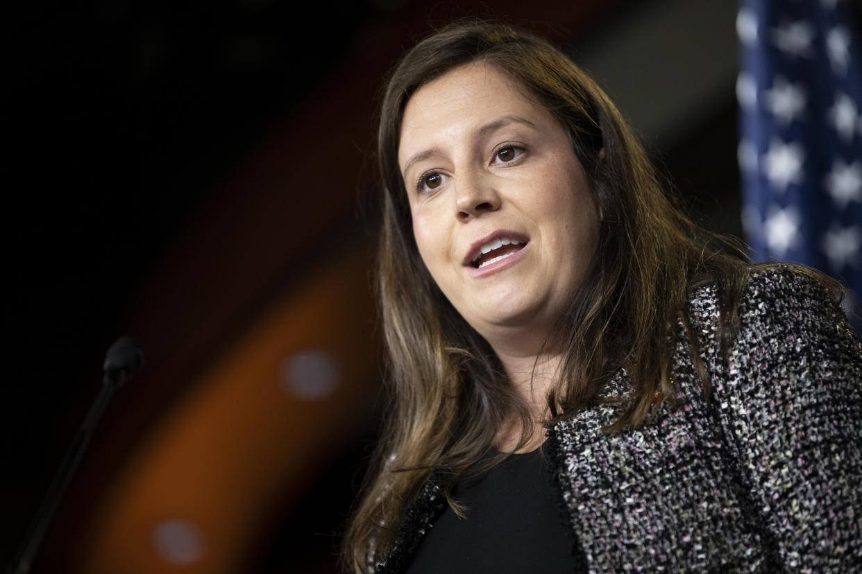 Rep. Elise Stefanik, R-N.Y., speaks  in Washington on June 29, 2021. (Caroline Brehman / CQ Roll Call via AP Images file)