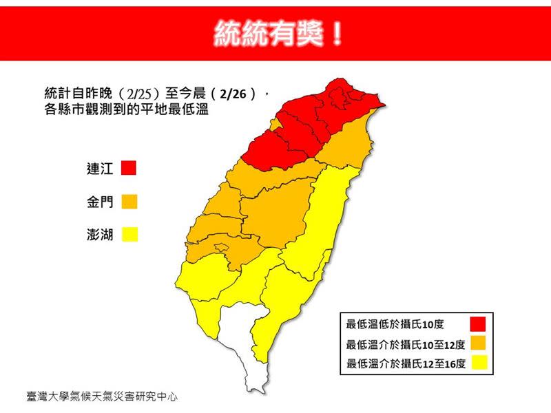  第一波冷空氣昨晚來襲，全台低溫「統統有獎」！（圖／翻攝自林老師氣象站 臉 書）