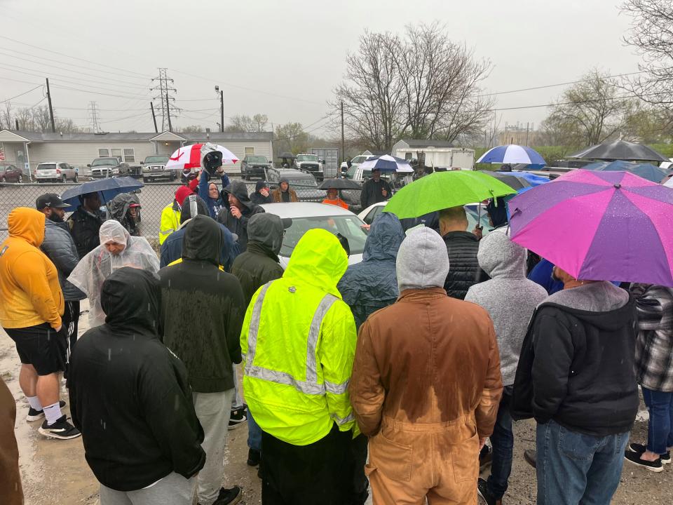 Hundreds of peopled attended an auction to buy abandoned and unclaimed cars at the LMPD's impound lot on April 6, 2022.