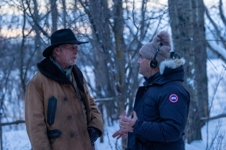 James Hetfield and Elliott Lester on set of 'The Thicket'
