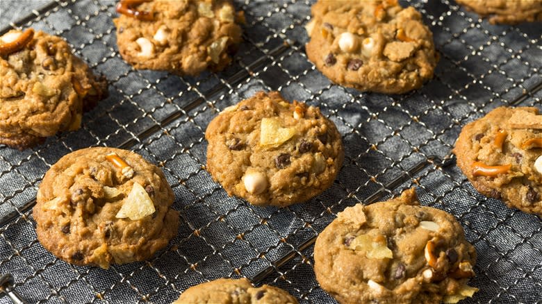 Cookies containing chips and chocolate 