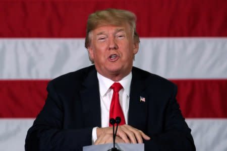 U.S. President Donald Trump participates in a roundtable discussion about trade in Duluth, Minnesota, U.S. June 20, 2018. REUTERS/Jonathan Ernst