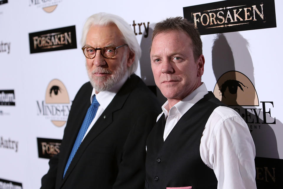 LOS ANGELES, CA - FEBRUARY 16: Actors Donald Sutherland and Kiefer Sutherland attend the Momentum Pictures' screening of 
