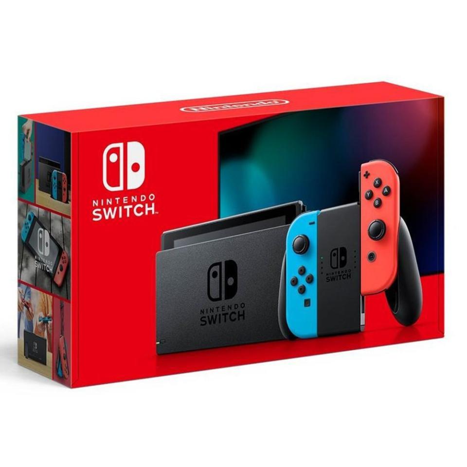 Nintendo Switch with Neon Blue and Neon Red Joy-Con