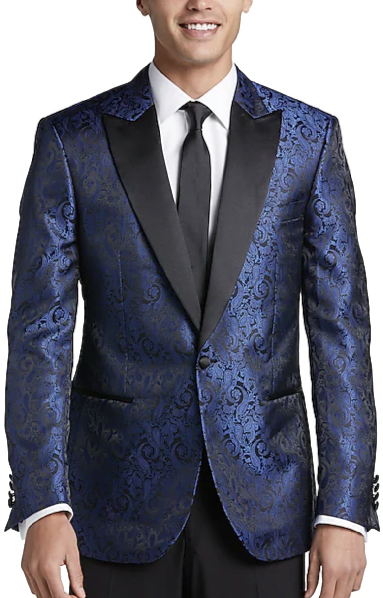 <p><strong>Men's Wearhouse</strong></p><p>menswearhouse.com</p><p><strong>$179.99</strong></p><p>You'll be the star of the whole freaking dance in this vibrant, royal blue jacquard jacket. It seems subtle until the light hits it just right, making the print totally pop. </p>