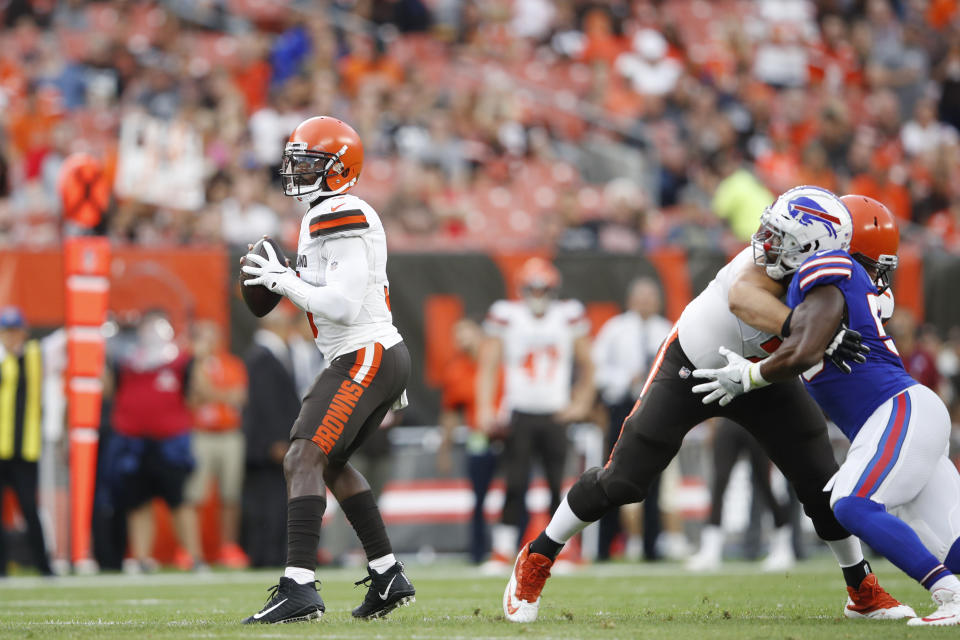 Quarterback Tyrod Taylor went down with a wrist injury on Thursday night in the Cleveland Browns’ preseason game against the Philadelphia Eagles. (Getty Images)