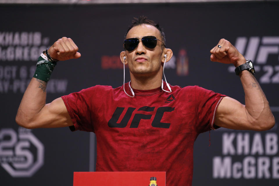 Tony Ferguson will headline UFC 249 with a fight against Justin Gaethje. (AP Photo/John Locher, File)