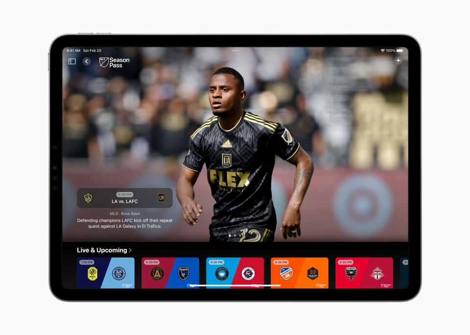 The MLS Season Pass homepage, shown here on an iPad
