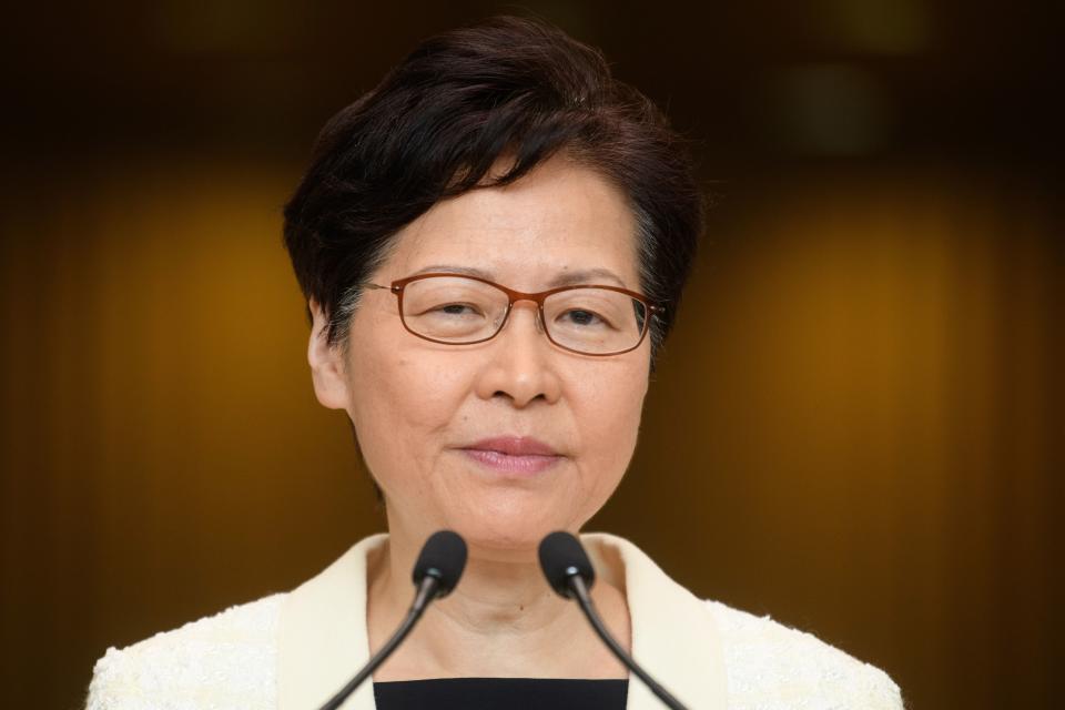 Hong Kong Chief Executive Carrie Lam speaks to the media during her weekly press conference in Hong Kong on September 3, 2019. - Lam on September 3 insisted she would not step down after she was recorded privately saying she would resign if she had the choice, as the city battles its worst political crisis in decades. (Photo by ANTHONY WALLACE / AFP)        (Photo credit should read ANTHONY WALLACE/AFP/Getty Images)