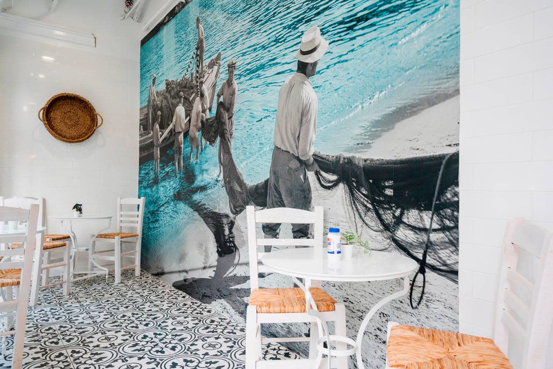 One of the murals at the new Calista Greek Seafood Taverna in Miami Beach.