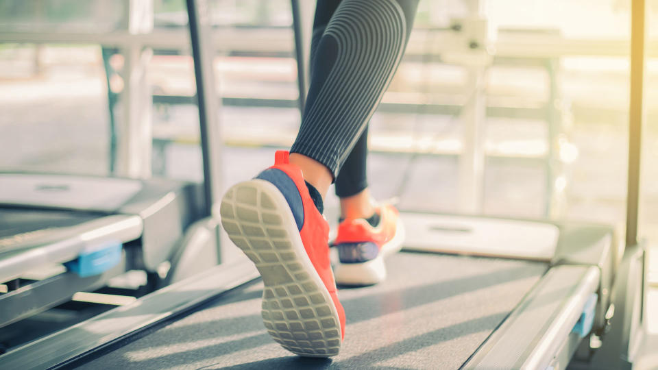 Woman running on treadmill