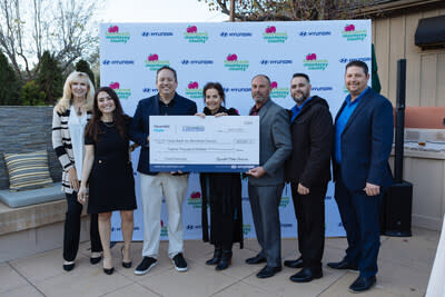 (left to right) Joyce Kennaday, Michelle Karajelian, Brandon Ramirez, director, corporate social responsibility and external relations, Hyundai Motor America, Melissa Kendrick, chief executive officer and executive director, Food Bank for Monterey County, Joe Homen, dealer principal, Gentil Sena, Joe Enea, Premier Hyundai of Seaside in Carmel Valley, Calif. on April 8, 2024. (Photo/Hyundai)