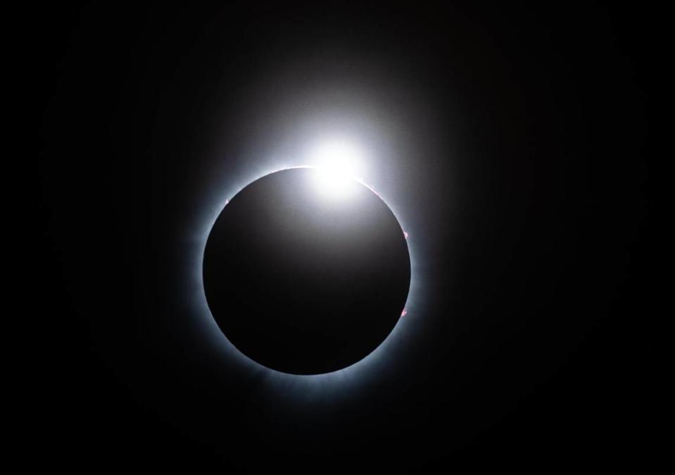 The near totality of the eclipse, at Bowling Green University in Bowling Green, Ohio, on Monday.