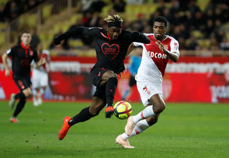 Soccer Football - Ligue 1 - AS Monaco v OGC Nice - Stade Louis II, Monaco - January 16, 2019 Nice's Allan Saint-Maximin on his way to scoring their first goal REUTERS/Eric Gaillard