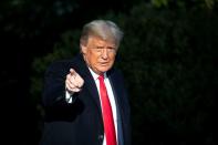 U.S. President Donald Trump departs the White House