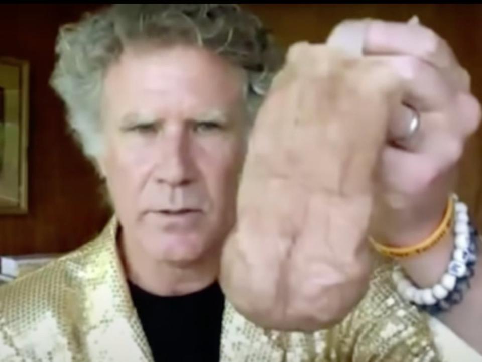 Will Ferrell with the prosthetic testicles from ‘Step Brothers’ (ITV1)