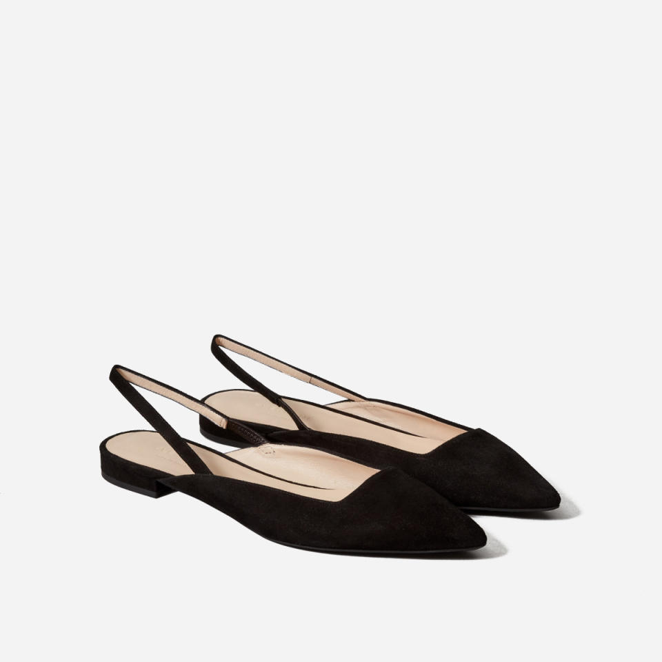 Everlane Slingback in Black Suede