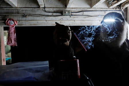 Dairy farmer Fred Stone prepares to breed a cow for a neighbor, after discovering the soil, hay, and the milk from the cows on his farm contain extremely high levels of PFAS chemicals resulting from a 1980's state program to fertilize the pastures with treated sludge waste and making the milk unsuitable for sale, in Arundel, Maine, U.S., March 11, 2019. Picture taken March 11, 2019. REUTERS/Brian Snyder