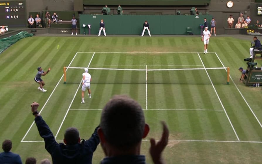 An over-eager ball boy gets in on the act - BBC Sport