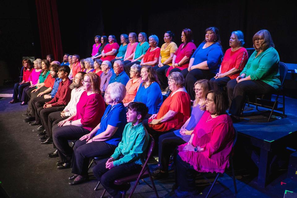 The cast of "Looking for a Cty," Theatre of Gadsden's Southern Gospel music revue, are pictured during a rehearsal at the Ritz Theatre in Alabama City.