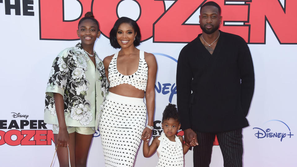 Zaya Wade, Gabrielle Union, Kaavia James Union Wade and Dwyane Wade at the “Cheaper By The Dozen” premiere at the El Capitan Theatre in Hollywood. - Credit: Gilbert Flores for Variety