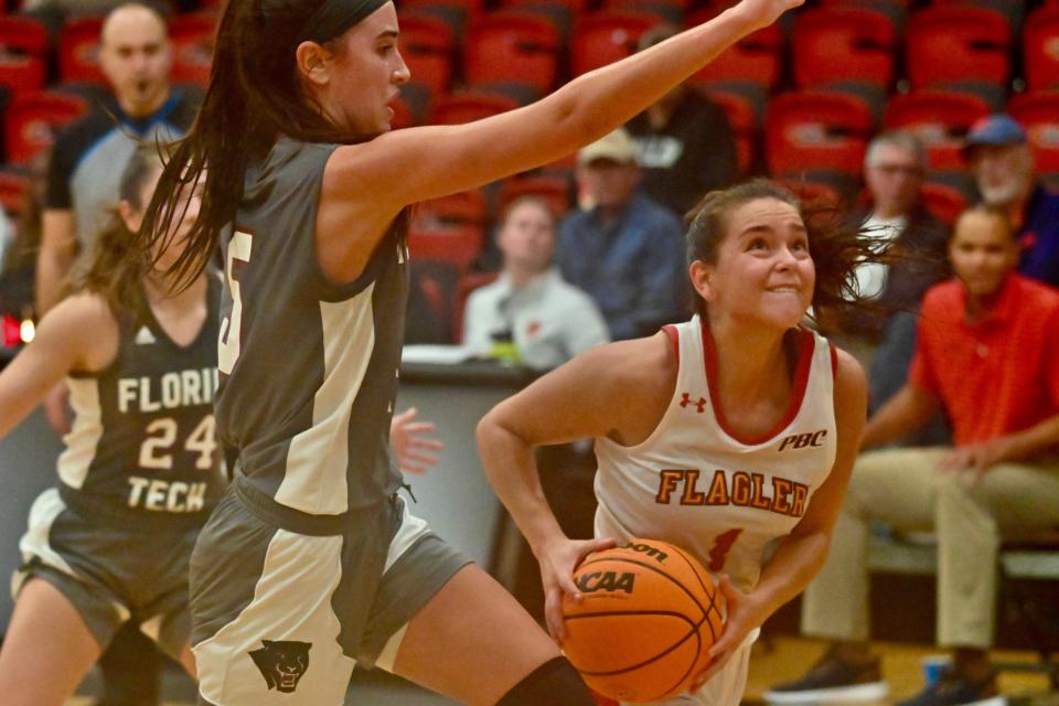 Flagler freshman guard Sara Pedraza and the Lady Saints turn to each other amid rocky start.
