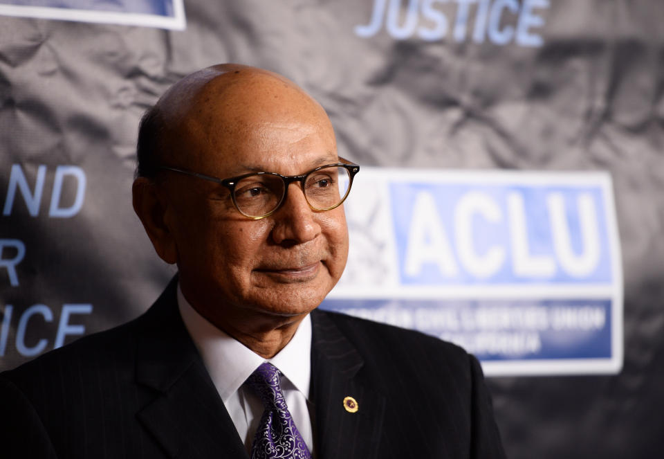 Khizr Khan attends the ACLU SoCal's 2016 Bill of Rights Dinner at the Beverly Wilshire Four Seasons Hotel on Nov. 13, 2016. (Photo: Amanda Edwards via Getty Images)