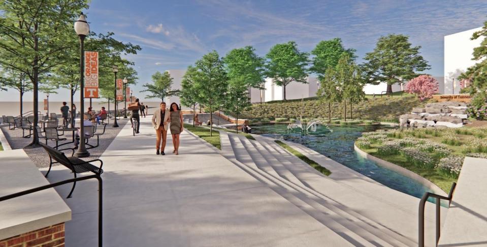 A new park that doubles as the university's stormwater management system should be complete by spring 2024. The park will feature seating, outdoor teaching areas and a new water retention feature.