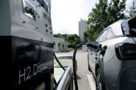 FILE PHOTO: A Hyundai Motor's Nexo hydrogen car is fuelled at a hydrogen station in Seoul