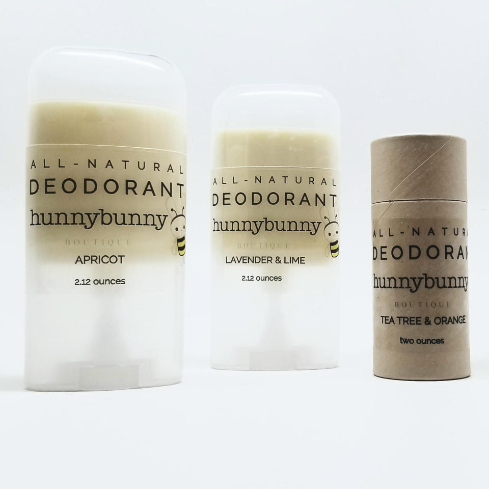 Get <a href="https://blkgrn.com/collections/all-products/products/all-natural-deodorant" target="_blank" rel="noopener noreferrer">the HunnyBunny all-natural deodorant from BLK + GRN for $14</a>