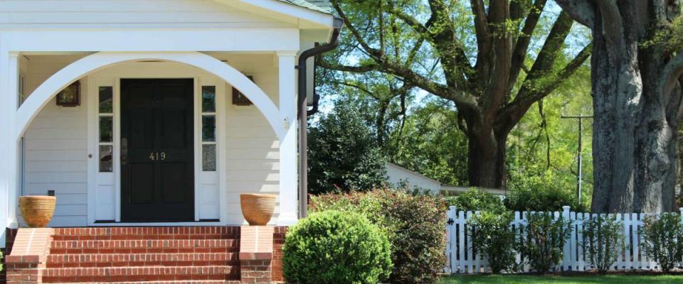 Beautiful exterior house in rural suburban neighborhood. North Carolina, South Carolina, architecture