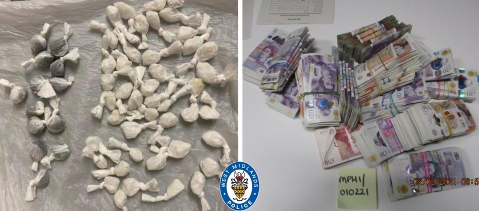 Drugs and money were seized by police. (West Midlands Police)