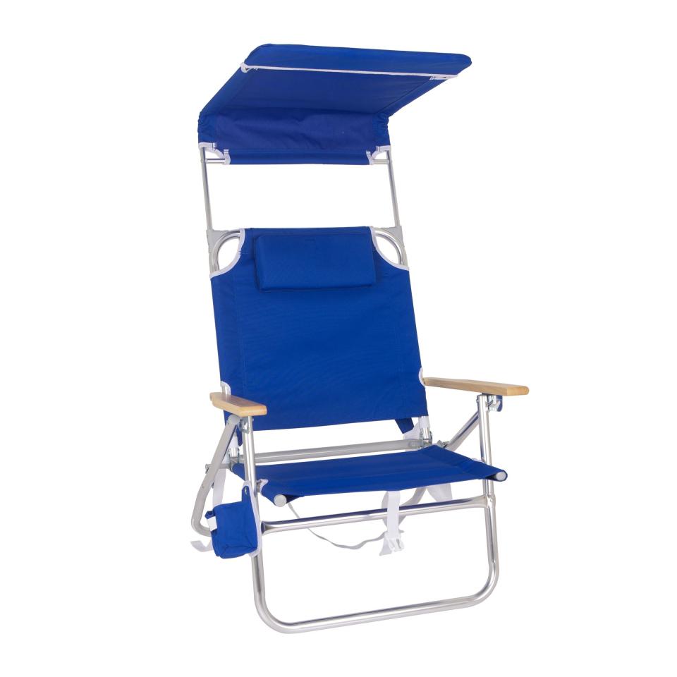 7) Reclining Comfort Height Backpack Canopy Beach Chair