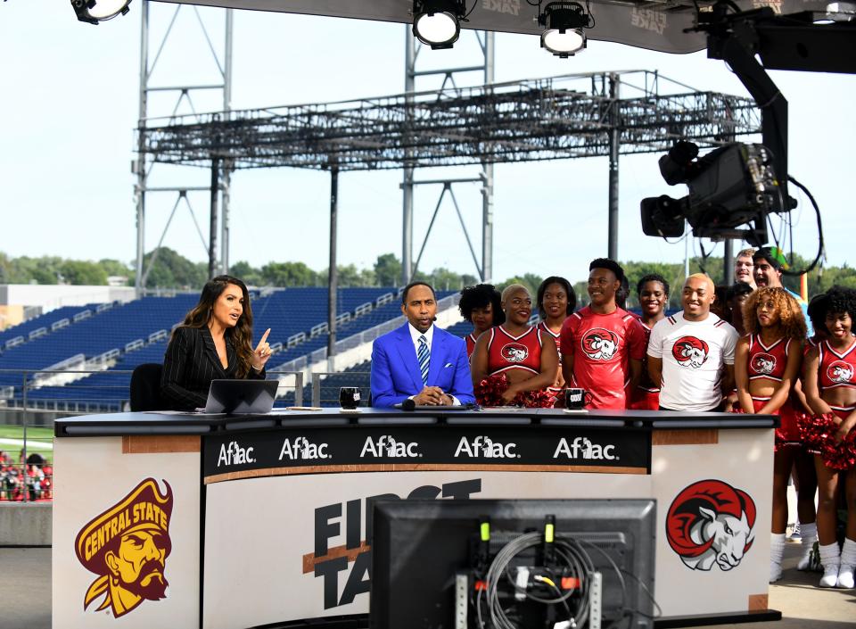 ESPN's 'First Take'  broadcasts live from Tom Benson Hall of Fame Stadium with hosts Molly Qerim and Stephen A. Smith, Friday, Sept. 2, 2022. The show was in town as part of the Black College Football Hall of Fame Classic