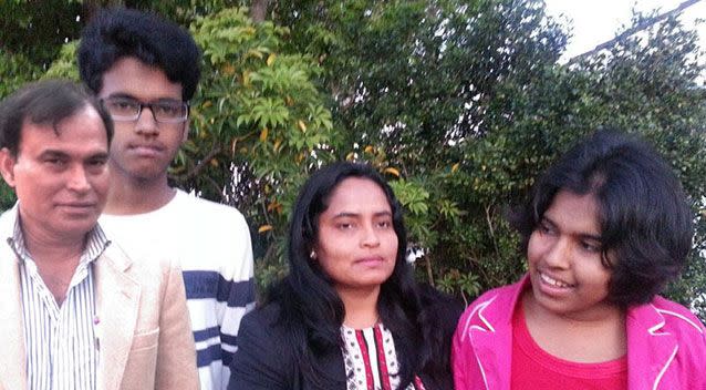 Doctors Nasrin Haque (centre) Shafiqul Bhuiyanand (front left) their two teenage children Sakir (back left) and Sumaya (right). Source: Supplied