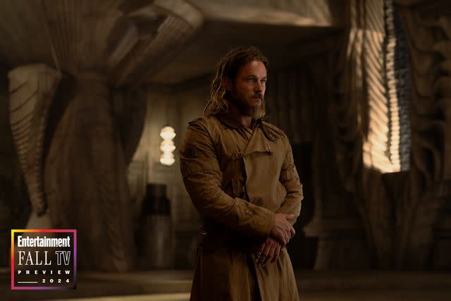 <p>Attila Szvacsek/HBO</p> Desmond Hart (Travis Fimmel) in 'Dune: Prophecy.'