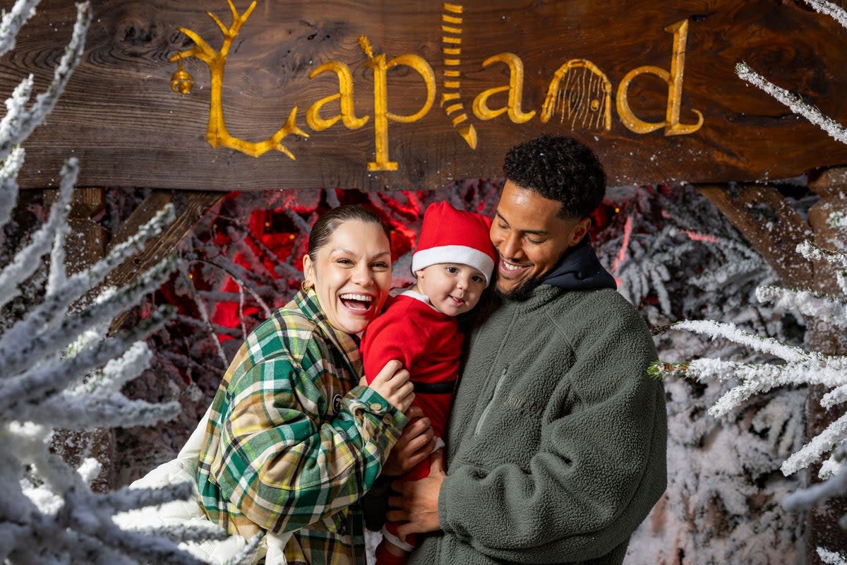 Jessie J poses with baby Sonny and partner Chanan Safir Colman at Lapland UK (Getty Images)