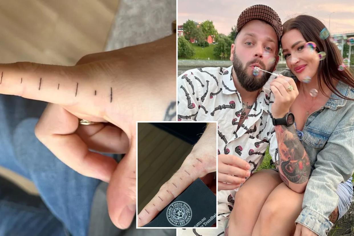 A man has come up with a handy way to help measure things using just his finger - a tattoo of a ruler. 