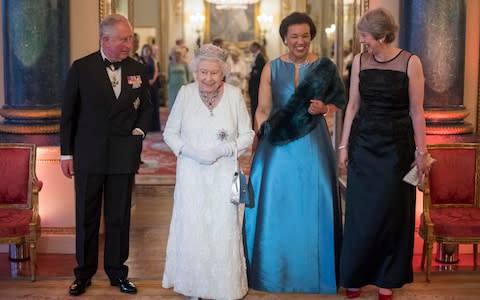 Prince Charles, current Head of Commonwealth the Queen, Commonwealth Secretary-General Patricia Scotland and Prime Minister Theresa May  - Credit: PA